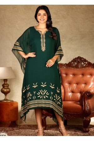 Dark Green Georgette Chifoon Kaftan Kurti 